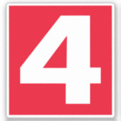 Nummer Vier Rood en Witte Sticker (Voorkant)
