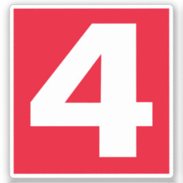 Nummer Vier Rood en Witte Sticker