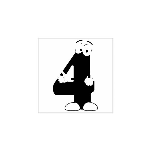 Nummer vier rubberstempel (Afrduk)