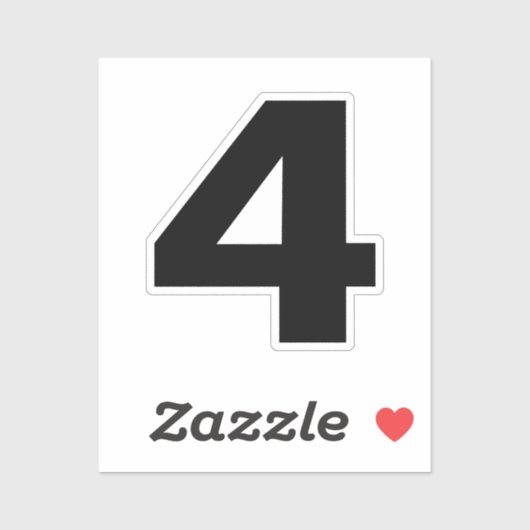 Nummer vier zwarte en witte sticker (Vel)