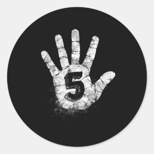 Nummer vijf 5 handtekens om games High Academy te  Ronde Sticker