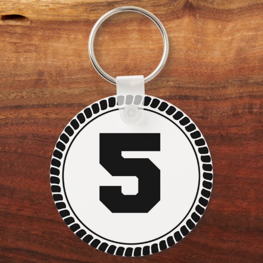 Nummer vijf cirkel sleutelhanger (Voorkant)