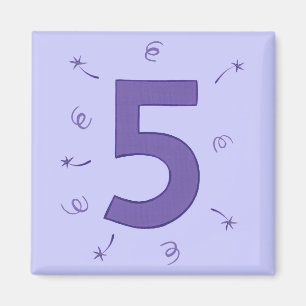 Nummer vijf Paarse sterren linten Sparklers magnet