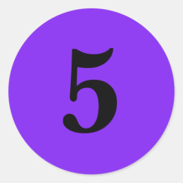 Nummer vijf planning eenvoudig 5 paarse zwart ronde sticker