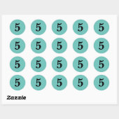 Nummer vijf planning levert eenvoudig 5 aqua zwart ronde sticker (Vel)