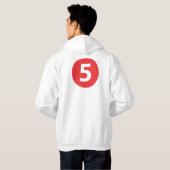 Nummer vijf rood hoodie (Achterkant volledig)