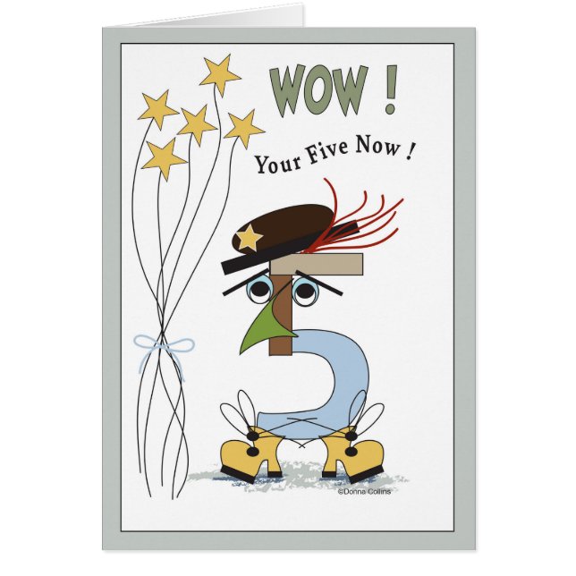 Nummer vijf verjaardagskaart (Voorkant)