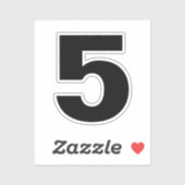 Nummer vijf zwarte en witte sticker (Vel)