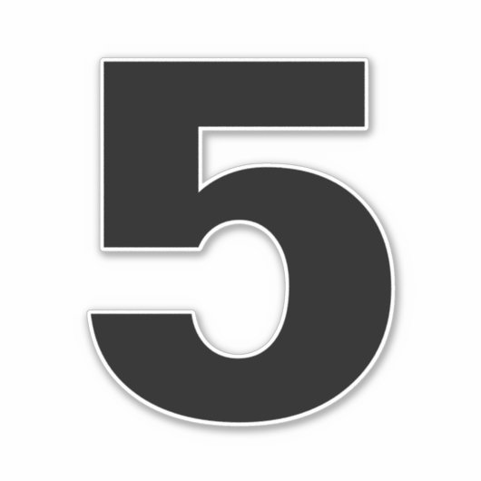 Nummer vijf zwarte en witte sticker (Voorkant)