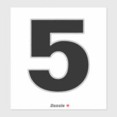 Nummer vijf zwarte en witte sticker (Vel)