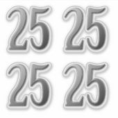 Nummer Vijfentwintig Zilver Afgeschuind Sticker (Voorkant)