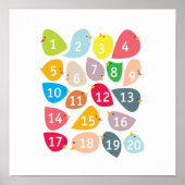 Nummer vogeltjes. Kinderkamer decor. Poster (Voorkant)