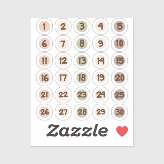 Nummer voor maandplanner sticker (Vel)