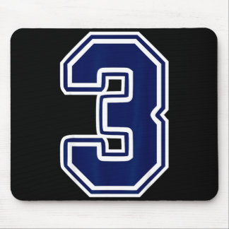 Nummer wit donkerblauw 3 sportteam fan  muismat