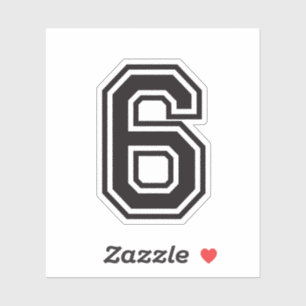 Nummer zes 6 sportieve college lettertype sticker
