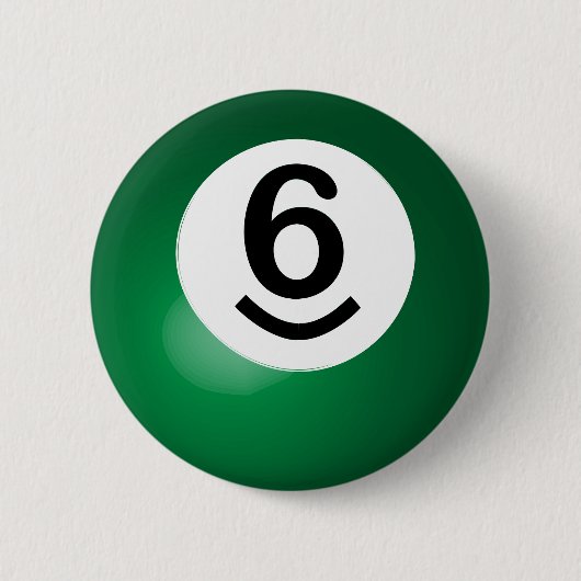 Nummer zes Green Pool Ball Button (Voorkant)
