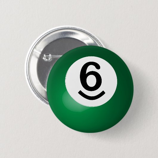 Nummer zes Green Pool Ball Button (Voorkant /achterkant)