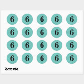 Nummer zes planning benodigdheden eenvoudig 6 aqua ronde sticker (Vel)