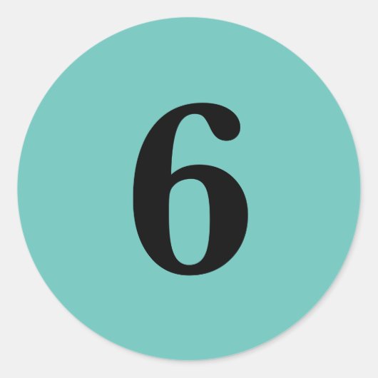 Nummer zes planning benodigdheden eenvoudig 6 aqua ronde sticker (Voorkant)