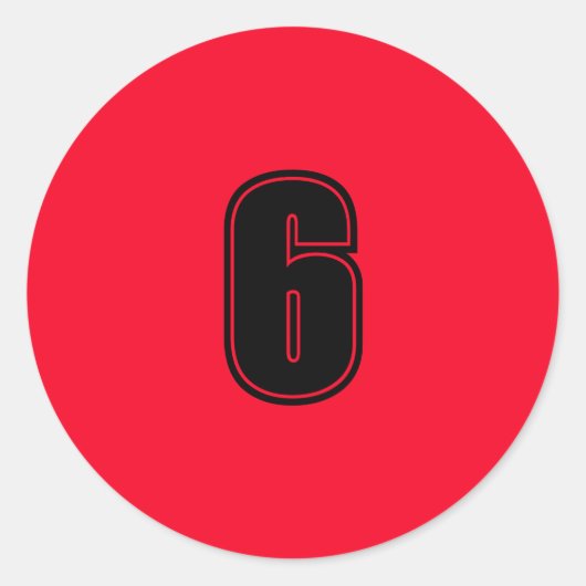 Nummer zes planning benodigdheden eenvoudig 6 rood ronde sticker (Voorkant)