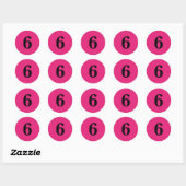 Nummer zes planning benodigdheden simpel 6 roze zw ronde sticker (Vel)