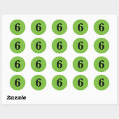 Nummer zes planning simpel 6 groen zwart ronde sticker (Vel)