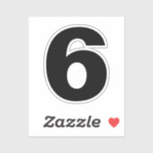 Nummer zes zwarte en witte sticker (Vel)