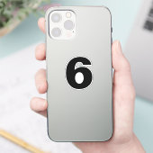 Nummer zes zwarte en witte sticker (Telefoon)