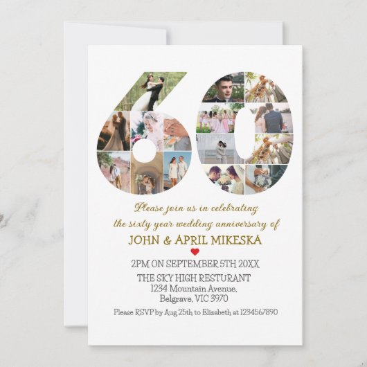 Nummer Zestig Custom Photo Wedding Jubileum Kaart (Voorkant)