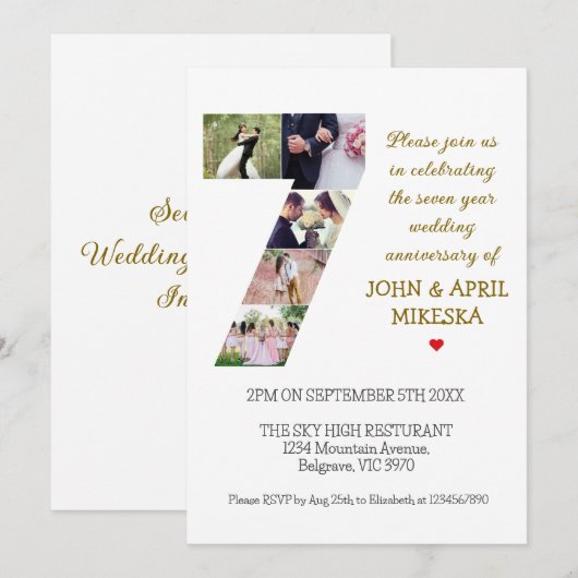 Nummer zeven aangepaste foto bruiloft Jubileum Kaart (Voorkant / Achterkant)