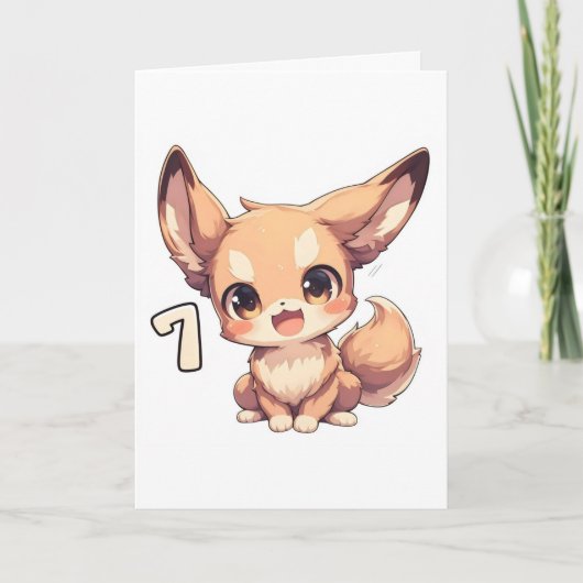 Nummer Zeven Anime Dier Cute Feestdagen Kaart (Voorkant)