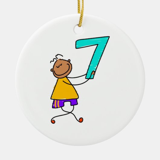 Nummer zeven Kind Keramisch Ornament (Voorkant)