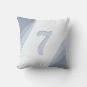 Nummer Zeven op Zilver Grijs Blauw Tinten Kussen
