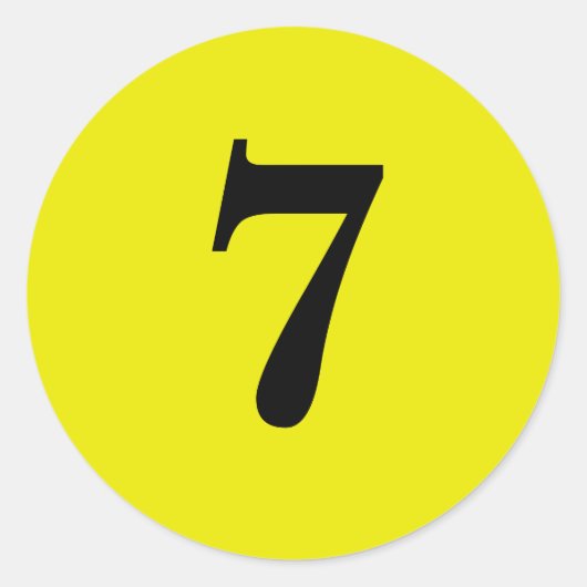 Nummer Zeven plannen eenvoudig 7 geel zwart Ronde Sticker (Voorkant)