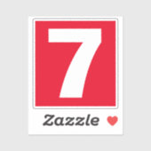 Nummer zeven rode en witte sticker (Vel)
