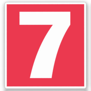 Nummer zeven rode en witte sticker