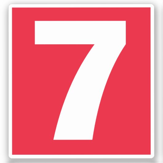 Nummer zeven rode en witte sticker (Voorkant)