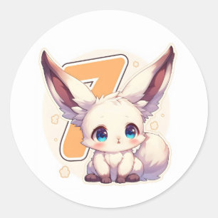 Nummer Zeven Schattig Anime Dier Ronde Sticker