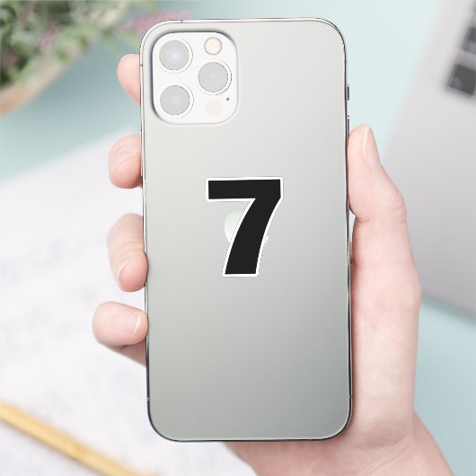 Nummer zeven zwarte en witte sticker (Telefoon)
