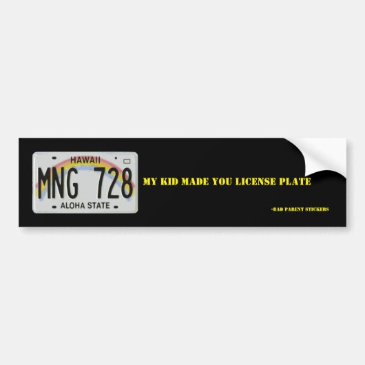 nummerbord bumpersticker (Voorkant)