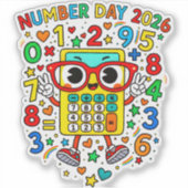 Nummerdag 2026 Kleurrijke Wiskunde Sticker voor Sc (Voorkant)
