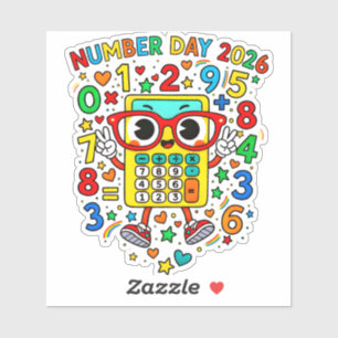 Nummerdag 2026 Kleurrijke Wiskunde Sticker voor Sc
