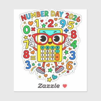 Nummerdag 2026 Kleurrijke Wiskunde Sticker voor Sc