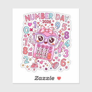 Nummerdag 2026 Leuke Wiskunde Sticker voor Kindere