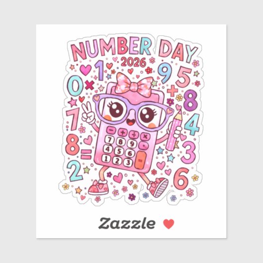 Nummerdag 2026 Leuke Wiskunde Sticker voor Kindere (Vel)