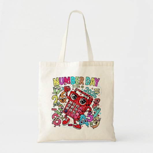 Nummerdag Boodschappentas | Leuke Wiskunde Nummers Tote Bag (Voorkant)