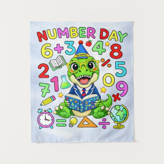 Nummerdag Dinosaurus Wiskunde Ontwerp voor Kindere Wandkleed (Voorkant)