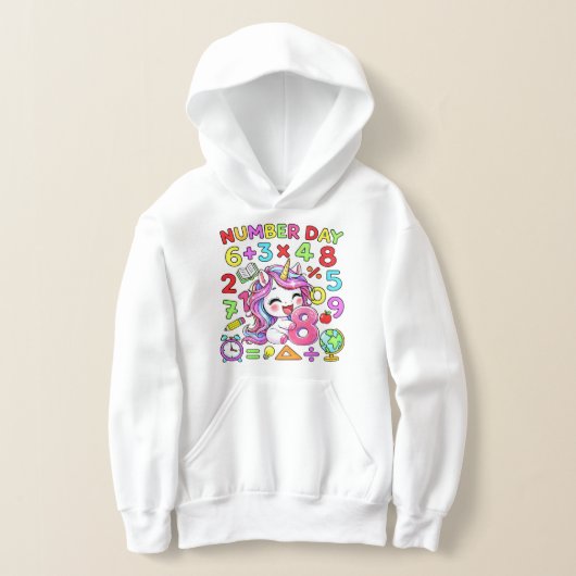 Nummerdag Eenhoorn Wiskunde Nummers Hoodie (Laagn)