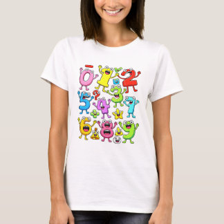 Nummerdag Grappige Cartoon Getallen Wiskunde T-shi T-shirt