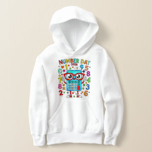 Nummerdag Kinderen Hoodie Leuke Wiskunde Robot N